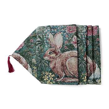 Easter Theme Rabbit Polyester & Non-woven Fabric Knitted Table Runners, Placemats for Dining Table Decoration, Sea Green, 1940~1980x335~337x2~7mm
