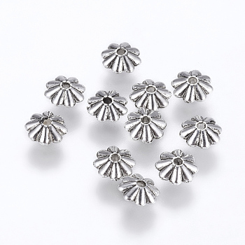 CCB Plastic Beads, Flower, Antique Silver, 6x3mm, Hole: 1mm