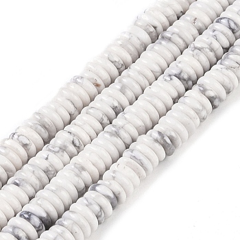 Natural Howlite Beads Strands, Rondelle, 6~6.5x2~2.5mm, Hole: 1mm, about 181~191pcs/strand, 15.16~15.35''(38.5~39.1cm)