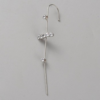 Platinum Brass Ear Wrap Crawler Hook Earrings for Women, Rectangle, 75x16mm