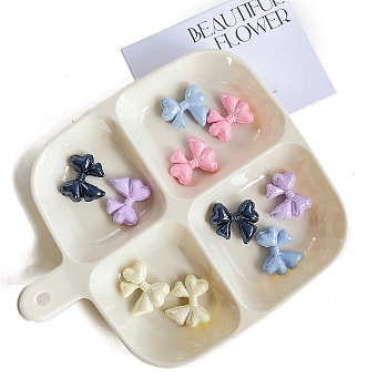 Opaque Acrylic Beads, Bowknot, Mixed Color, 28.3x32x9.7mm, Hole: 3mm
