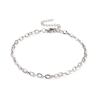 304 Stainless Steel Cable Chain Bracelet for Men Women, Stainless Steel Color, 9-1/4~9-3/8 inch(23.5~23.7cm)