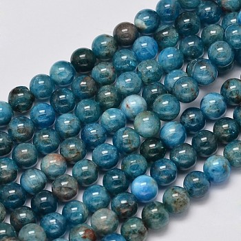 Natural Apatite Round Bead Strands, 6mm, Hole: 1mm, about 65pcs/strand, 15.5 inch