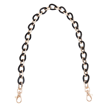 Teardrop Resin Bag Links Straps, with Aluminum Clasps, Bag Replacement Accessories, Black, 62x1.8x1.4cm