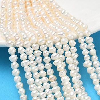 Natural Cultured Freshwater Pearl Beads Strands, Grade 2A, Potato, Beige, 4~5mm, Hole: 0.6mm, about 83pcs/strand, 13.19~13.39''(33.5~34cm)