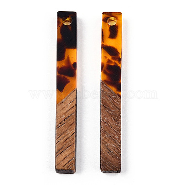 Transparent Resin & Walnut Wood Pendants(RESI-N039-24D)-2