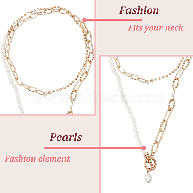 2Pcs 2 Colors Plastic Imitation Pearl Beaded Necklaces Set(NJEW-AN0001-10)-3