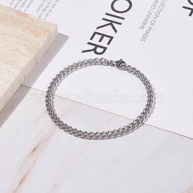 304 Stainless Steel Curb Chains Bracelet for Men Women(BJEW-JB07984)-4