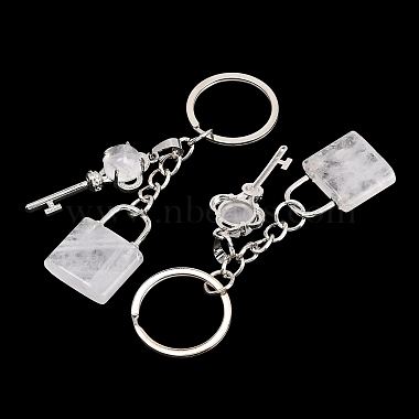 Natural Quartz Crystal Pendant Keychains(KEYC-A016-01P-10)-2