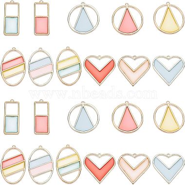 Light Gold Mixed Color Mixed Shapes Alloy+Resin Pendants