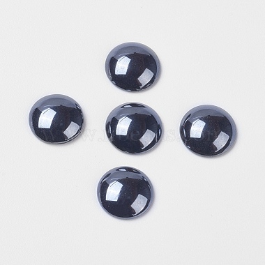 14mm Black Half Round Non-magnetic Hematite Cabochons