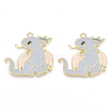 Light Gold Light Blue Dragon Alloy+Enamel Pendants