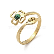 304 Stainless Steel with Synthetic Malachite Ring, US Size 8(18.1mm)(RJEW-Z031-01F-03)