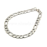 Trendy 304 Stainless Steel Figaro Chain Bracelets, with Lobster Claw Clasps, Faceted, Stainless Steel Color, 8-5/8 inch(220mm), 7mm(X-STAS-A028-B016P)
