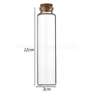 Glass Bottle, with Cork Plug, Wishing Bottle, Column, Clear, 3x12cm, Capacity: 65ml(2.20fl. oz)(CON-WH0085-71H)