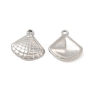 304 Stainless Steel Pendants, Shell Charm, Stainless Steel Color, 17x17x3.5mm, Hole: 1.4mm(STAS-E182-19P)
