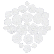 WADORN 26Pcs 4 Style 3D Computerized Embroidery Polyester Ornament Accessories, Rose Flower Appliques, White, 26~57x30~60x11~17.5mm(DIY-WR0003-73B)