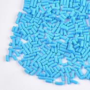 Handmade Polymer Clay Sprinkle Beads, Fake Food Craft, No Hole, Column, Deep Sky Blue, 2~6x1.5mm(CLAY-T015-22A)
