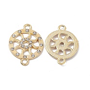 Alloy Crystal Rhinestone Connector Charms, Flat Round Wheel Links, Golden, 27x20x2mm, Hole: 2.2mm(FIND-A024-14G)