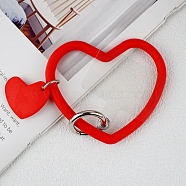 Silicone Heart Loop Phone Lanyard, Wrist Lanyard Strap with Plastic & Alloy Keychain Holder, Red, 7.5x8.8x0.7cm(MOBA-PW0001-27A)