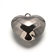 Heart 304 Stainless Steel Pendants, Stainless Steel Color, 24.5x23.8x11mm, Hole: 2x3mm(STAS-F079-08)