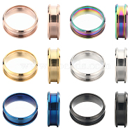 12Pcs 6 Colors 304 Stainless Steel Grooved Finger Ring Settings, Ring Core Blank, for Inlay Ring Jewelry Making, Mixed Color, US Size 9(18.9mm), 2Pcs/color(RJEW-SC0001-01C)