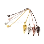 Brass Cable Chain Coil Dowsing Pendulums, Spiral Pendulum, with Alloy Lobster Claw Clasps, Cadmium Free & Lead Free, Spiral Cone, Mixed Color, 223~245mm, Hole: 1.5~2mm(HJEW-D004-02)