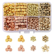 DIY Beads Jewelry Making Finding Kit, Including Flat Round & Cube & Star Plastic Beads, Iron Spacer Beads, Round ABS Plastic Beads, Golden & Rose Gold, 847pcs/box(DIY-YW0004-93)