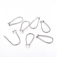 Brass Hoop Earrings Findings Kidney Ear Wires, Lead Free and Cadmium Free, Gunmetal, 20~21 Gauge, 33x14x0.7~0.8mm(X-EC221-B)