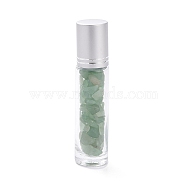 Glass Roller Ball Bottles, Essential Oil Refillable Bottle, with Green Aventurine Chip Beads, for Personal Care, 85x20mm, Beads: 3x11~3x7mm, Capacity: 10ml(AJEW-P073-A08)