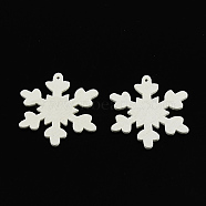 Dyed Snowflake Wood Pendants, White, 36x33x2mm, Hole: 1.5mm(WOOD-R240-24)
