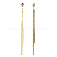 Brass Tassel Chain Drop Earrings  for Women, Ear Thread, with 304 Stainless Steel Stud Earring Findings, Oval, 88mm(EJEW-JE05744-01)