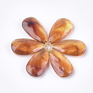 Acrylic Pendants, Imitation Gemstone Style, teardrop, Chocolate, 38x19.5x8mm, Hole: 1.6mm, about 150pcs/500g(OACR-S029-040)