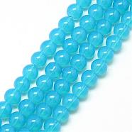 Baking Painted Glass Beads Strands, Imitation Opalite, Round, Deep Sky Blue, 10mm, Hole: 1.3~1.6mm, about 80pcs/strand, 31.4 inch(DGLA-Q023-10mm-DB25)