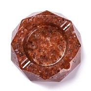 Resin with Natural Carnelian Chip Stones Ashtray, with Resin, Home OFFice Tabletop Decoration, Octagon, 103x98x26mm, Inner Diameter: 60mm(DJEW-F015-07B)