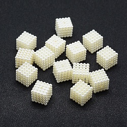ABS Plastic Imitation Pearl Beads, Cube, Beige, 14x14x14mm, Hole: 1mm, about 310pcs/500g(OACR-A009-02B-02)