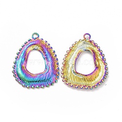 Ion Plating(IP) 304 Stainless Steel Pendants, Triangle Charm, Rainbow Color, 30x23x2mm, Hole: 2mm(STAS-C003-07MC)