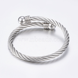 304 Stainless Steel Torque Bangles, Stainless Steel Color, 2-1/8 inch(55mm)(X-BJEW-G584-38P)