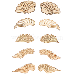 25 Pairs 5 Styles Unfinished Wooden Wing Cutouts, Mixed Color, 53.5~58.5x18.5~32x2.5mm, 5 pairs/style(WOOD-GF0010-37)