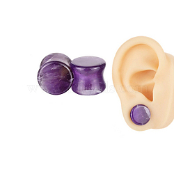 Natural Amethyst Ear Gauges Flesh Tunnels Plugs, Heart, 12~12.5x12~12.5mm(EJEW-P293-02A)