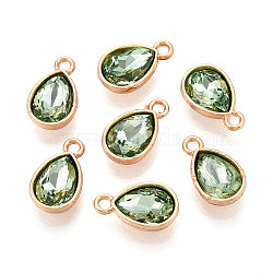 Faceted Glass Rhinestone Pendants, with Golden Tone Zinc Alloy Findings, Teardrop Charms, Medium Sea Green, 15x9x5mm, Hole: 2mm(GLAA-I051-A18)