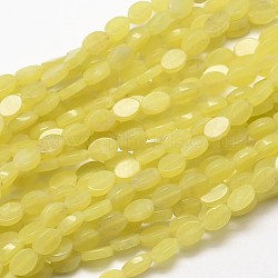 Oval Natural Olive Jade Beads Strands, 6x4x2mm, Hole: 1mm, about 65pcs/strand, 15.7 inch(G-P102-01A)