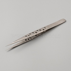 Stainless Steel Fine Ponited Tweezers, Hollow-out, Beading Supplies, Stainless Steel Color, 14x0.9x1.3cm(TOOL-WH0125-46A)