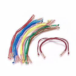 Nylon Cord Braided Bead Bracelets Making, with Brass Beads, Long-Lasting Plated, Real Rose Gold Plated, Mixed Color, 10-1/4 inch~11-5/8 inch(26~29.6cm)(BJEW-F360-FRG)