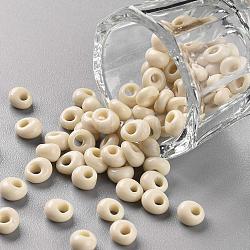 TOHO Short Magatama Beads, Japanese Seed Beads, (51) Opaque Light Beige, 6x5.5x3.5mm, Hole: 2mm, about 450g/bag(SEED-TM05-51)