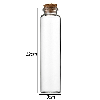 Glass Bottle, with Cork Plug, Wishing Bottle, Column, Clear, 3x12cm, Capacity: 65ml(2.20fl. oz)