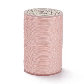 Round Waxed Polyester Thread String, Micro Macrame Cord, Twisted Cord, for Leather Sewing Stitching, Pink, 0.3~0.4mm, about 174.98 Yards(160m)/Roll