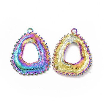 Ion Plating(IP) 304 Stainless Steel Pendants, Triangle Charm, Rainbow Color, 30x23x2mm, Hole: 2mm