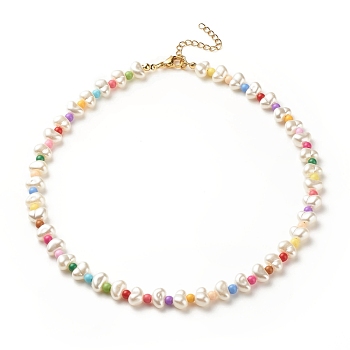 ABS Plastic Pearl Beaded Necklace with Acrylic Beads for Women, Colorful, 15.94 inch(40.5cm)