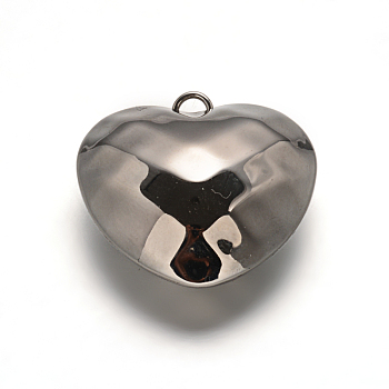Heart 304 Stainless Steel Pendants, Stainless Steel Color, 24.5x23.8x11mm, Hole: 2x3mm